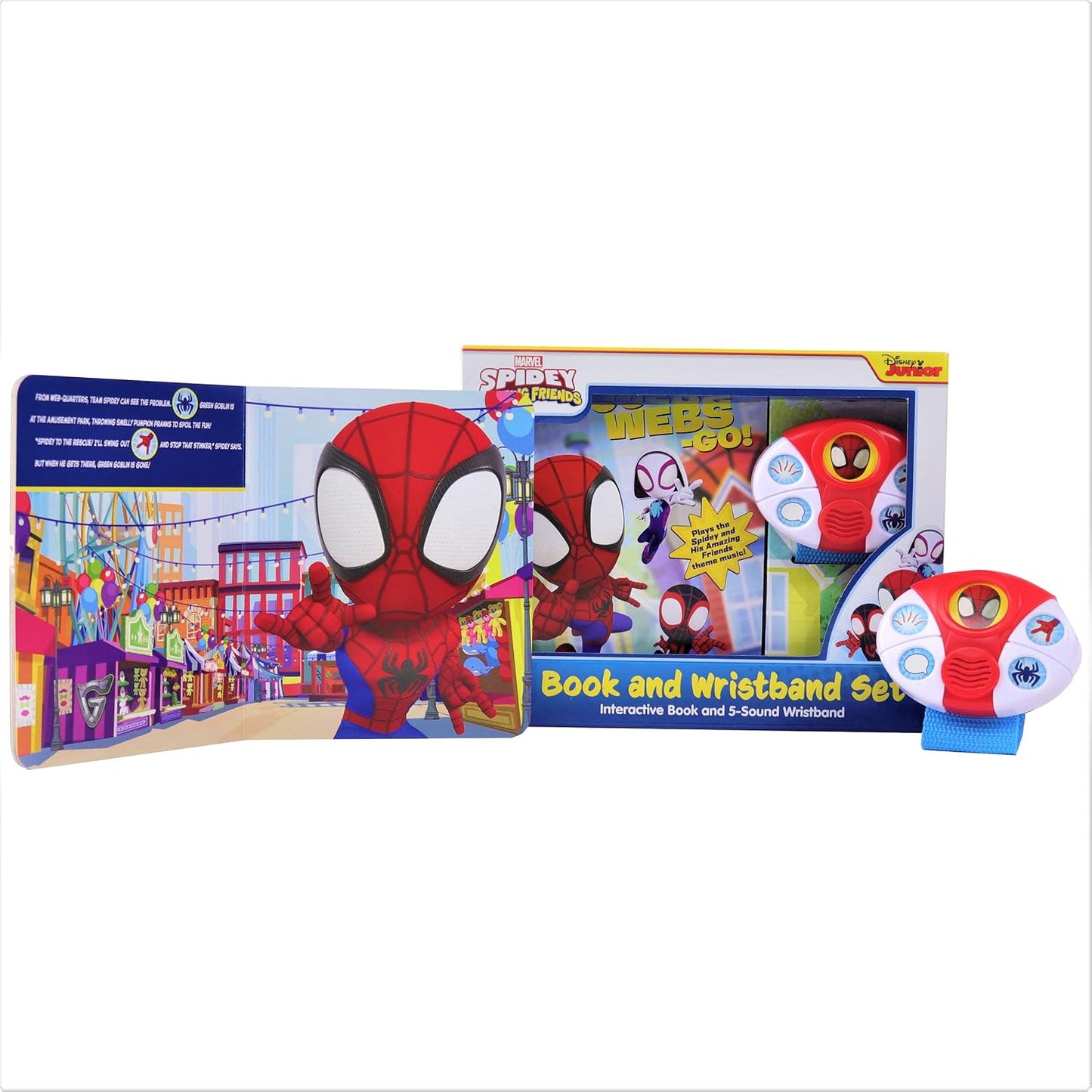 Disney Junior Marvel Spidey and His Amazing Friends: Go-Webs-Go! Book and 5-Sound Wristband Set
