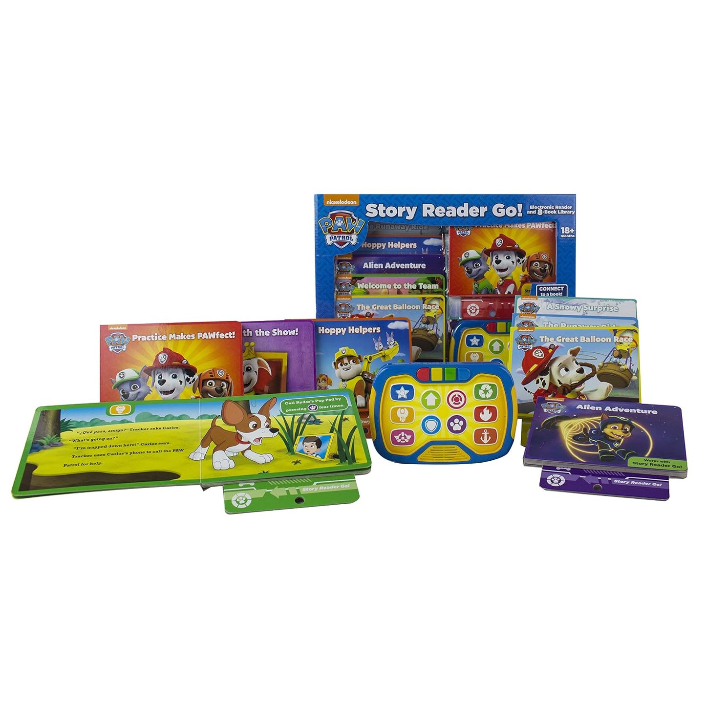 Nickelodeon Paw Patrol: Story Reader Go! Electronic Reader and 8-Book Library Sound Book Set
