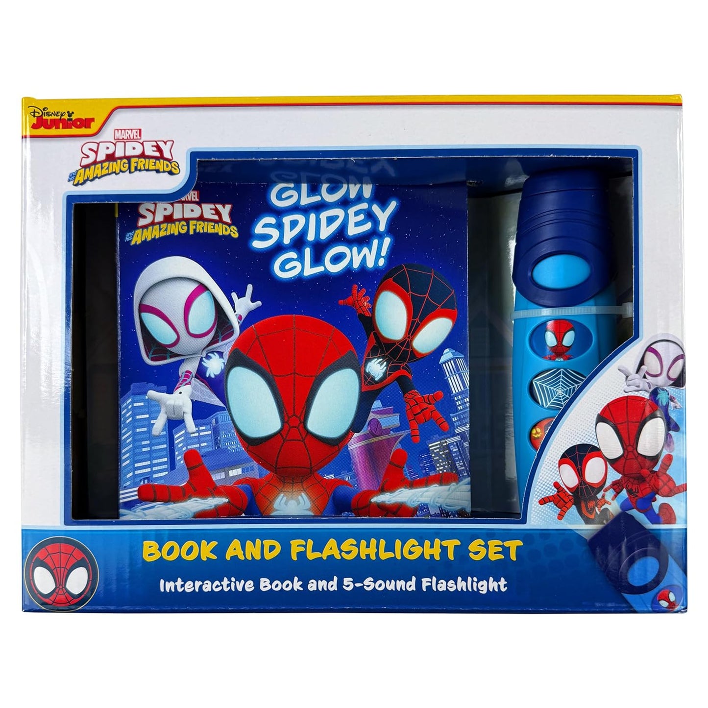 Disney Junior Marvel Spidey and His Amazing Friends - Glow Spidey Glow! Book and 5-Sound Flashlight Set
