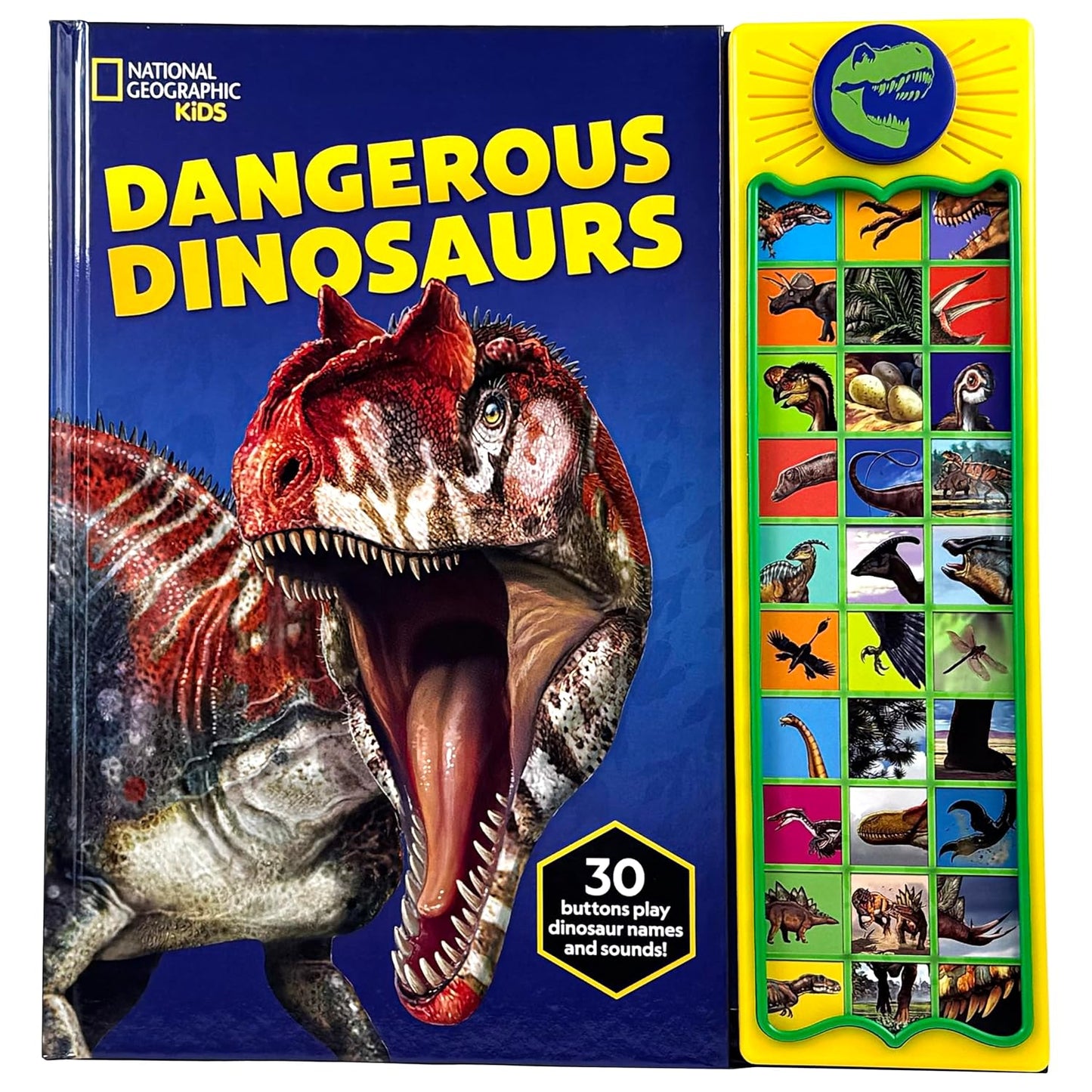 National Geographic Kids - Dangerous Dinosaurs 30-Button Animal Sound Book - Plays Dinosaur Names and Sounds