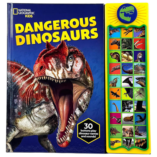 National Geographic Kids - Dangerous Dinosaurs 30-Button Animal Sound Book - Plays Dinosaur Names and Sounds